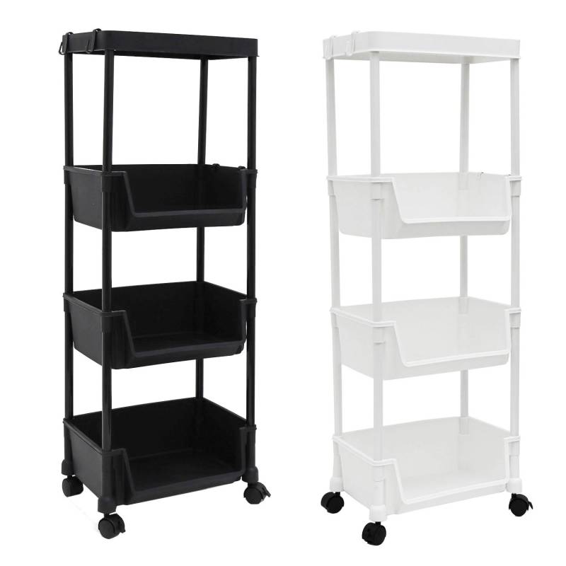 MAKLIK Küchenrollwagen 2er Set mit Körben 35x24x100 cm Schwarz & Weiß von MAKLIK