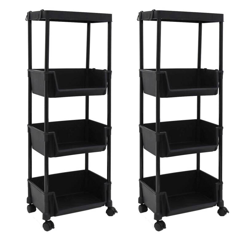 MAKLIK Küchenrollwagen 2er Set mit Körben 35x24x100 cm Schwarz von MAKLIK