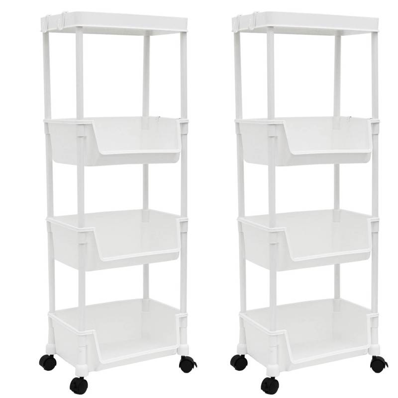 MAKLIK Küchenrollwagen 2er Set mit Körben 35x24x100 cm Weiß von MAKLIK