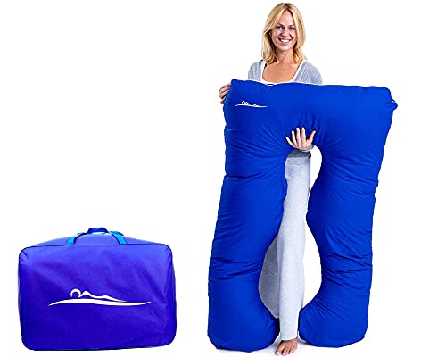 MAKOSAS Original Comfort-Kissen - Orthopädisches Kühlkissen - hochwertiges Körperkissen - für einen besseren Schlaf und gegen Rückenschmerzen, 100 x 150 cm (Baumwolle - Blau) von MAKOSAS