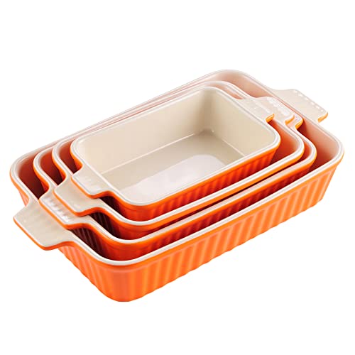 MALACASA, Serie Bake.Bake, 4 teilig Set Porzellan Backform Kuchenform Brotbackform Back Schale Auflaufform Ofenform Teller Suppenteller in 4 Größe Orange MALACASA, Serie Bake.Bake, 4 teilig Set Porzellan Backform Kuchenform Brotbackform Back Schale Auflaufform Ofenform Teller Suppenteller in 4 Größe Orange von MALACASA