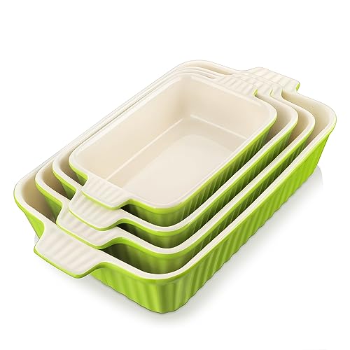 MALACASA, Serie Bake.Bake, 4 teilig Set Porzellan Backform Kuchenform Brotbackform Back Schale Auflaufform Ofenform Teller Suppenteller in 4 Größe von MALACASA