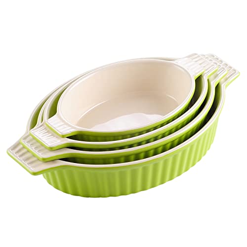 MALACASA, Serie Bake.Bake, 4-teiliges Auflaufform Set aus kratzfestem Keramik in Grün | Enthält 4 Größen für die Zubereitung von Lasagne, Suppe, tiramisu und mehr von MALACASA