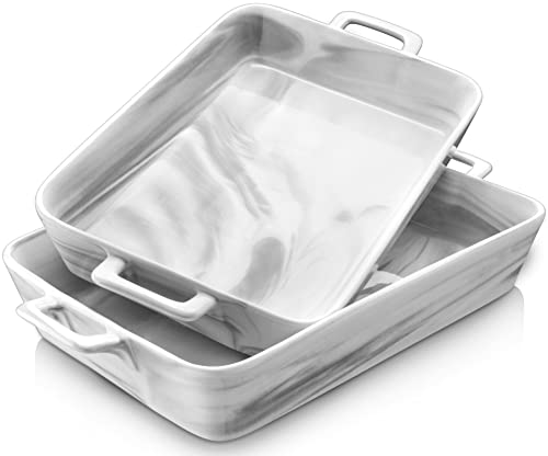 MALACASA, Serie Bake.Grey, 2 tlg Set eckige Marmor Porzellan Auflaufform Kuchenform Backform Brotbackform Kasserolle Backen Set Backschale Ofenform mit Hohlgriff in 2 Größen, 3000/3600ml MALACASA, Serie Bake.Grey, 2 tlg Set eckige Marmor Porzellan Auflaufform Kuchenform Backform Brotbackform Kasserolle Backen Set Backschale Ofenform mit Hohlgriff in 2 Größen, 3000/3600ml von MALACASA