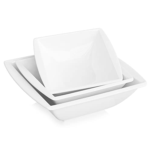 Malacasa, Serie Blance, 3 tlg. Porzellan Schüsseln Set Salatschüsseln Suppenschale 9,25 / 8 / 6,75 Zoll Cremeweiß von MALACASA