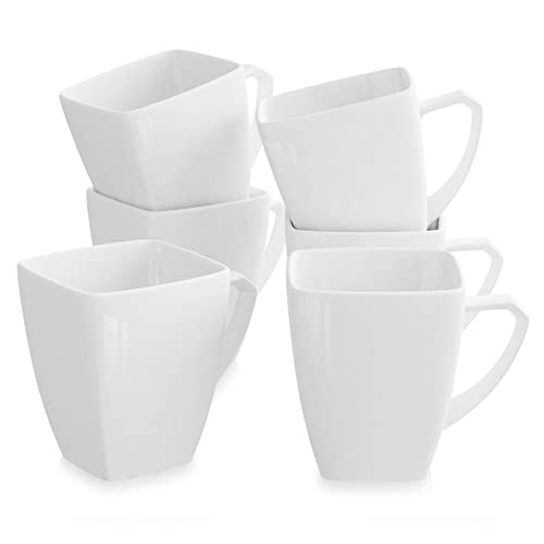 Malacasa, Serie Blance, 6 tlg. Set Kaffeeservice Porzellan 350ml Becher Bechersets Kaffeetasse Tassen 11,5x8x10,5cm von MALACASA