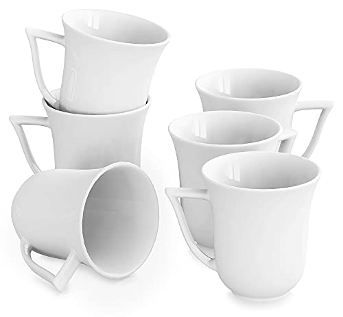 Malacasa, Serie Carina, 6 Teiligen Set Kaffeeservice Cremeweiß Porzellan Kaffeetasse Tassen 4,75 Zoll / 12*9,5*10cm / 290ml Becher Teetasse Kaffeebecher-Set Bechersets für 6 Personen von MALACASA