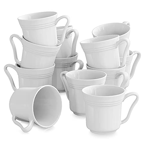 MALACASA, Serie Mario, 12 TLG. Set Kaffeeservice Cremeweiß Porzellan Kaffeetasse Tassen 4,75 Zoll / 12,5 * 10 * 9,5cm / 380ml Becher Teetasse Kaffeebecher-Set Bechersets für 12 Personen von MALACASA