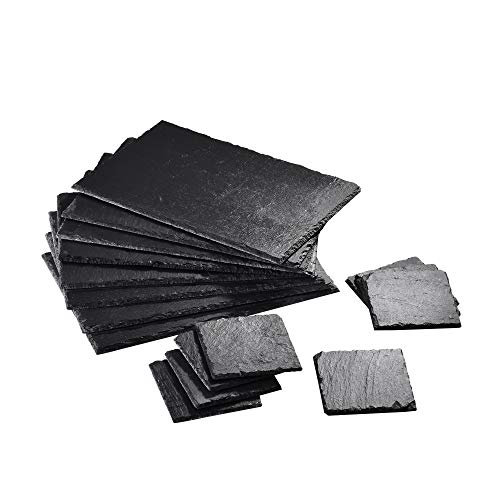 MALACASA, Serie Nature.Slate, 16-teilig Set Schieferplatte Schieferplatten in 2 Größe Schiefer Untersetzer Käse Platte Schieferuntersetzer Buffetplatte 12"/10 * 10 * 0,5cm & 4"/30 * 20 * 0,5cm von MALACASA