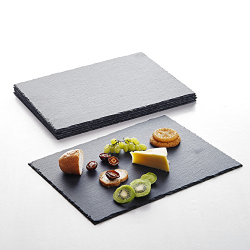 MALACASA, Serie Nature.Slate, 6er Set Schieferplatte Käse Appetizer Platten 40 x 30 x 0,5cm 16 Zoll Schiefer Untersetzer Servierplatte Buffetplatte von MALACASA