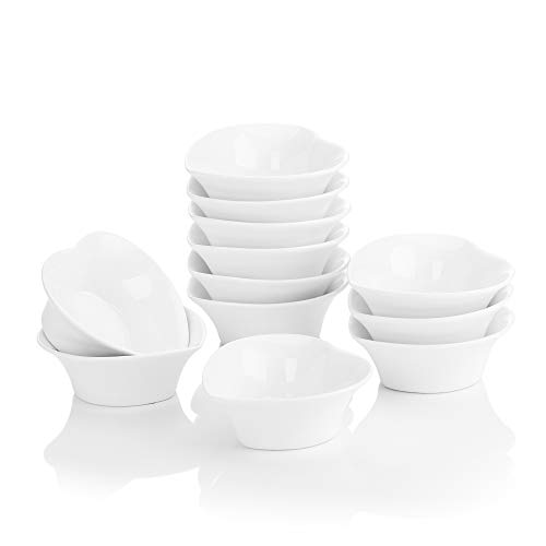 MALACASA, Serie Ramekin.Dish, 12-TLG. 4"/10cm/100ml SUPER Mini Porzellan Dessertschäle Set Dessert Schälchen Snackschäle Dekoschäle von MALACASA