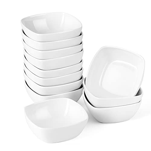 MALACASA, Serie Ramekin.Dish, 12 TLG. Porzellan Weiß Dessert Schalen, kleine Servierschalen, für Soße, Dipping, Souffle, Pudding, Backofen sicher - Platz 4"/10cm/170ml von MALACASA