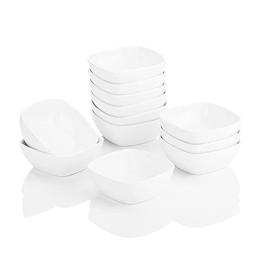 MALACASA, Serie Ramekin.Dish, 12 tlg. Porzellan Weiß Dessert Schalen, kleine Servierschalen, für Soße, Dipping, Souffle, Pudding, Backofen sicher - Platz 4"/10cm/170ml von MALACASA