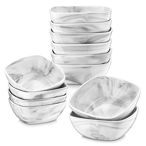 MALACASA, Serie Ramekin.Dish, 12-TLG. Marmor Porzellan 4"/10cm/170ml Set Mini DippSchälchen Dessert Schälchen Porzellan für Vorspeise, Snack, Nuss, Muffin, Kuchenform von MALACASA