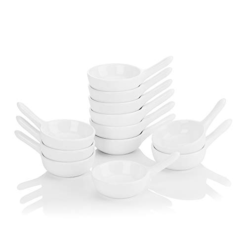 MALACASA, Serie Ramekin.Dish, 12er 3,75"/9,5cm SUPER Mini DessertSchäle Set Porzellan Dessert Snack Vorspeise Nachtisch Schälchen DekoSchäle von MALACASA