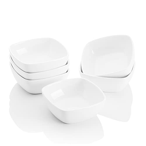 MALACASA, Serie Ramekin.Dish, 6 tlg. Porzellan Weiß Dessert Schalen, kleine Servierschalen, für Soße, Dipping, Souffle, Pudding, Backofen sicher - Platz 4"/10cm/170ml von MALACASA