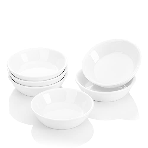 MALACASA, Serie Ramekin.Dish, 6 TLG. Porzellan Weiß Dessert Schalen, kleine Servierschalen, für Soße, Dipping, Souffle, Pudding, Backofen sicher - Rund 4"/10.5cm/170ml von MALACASA