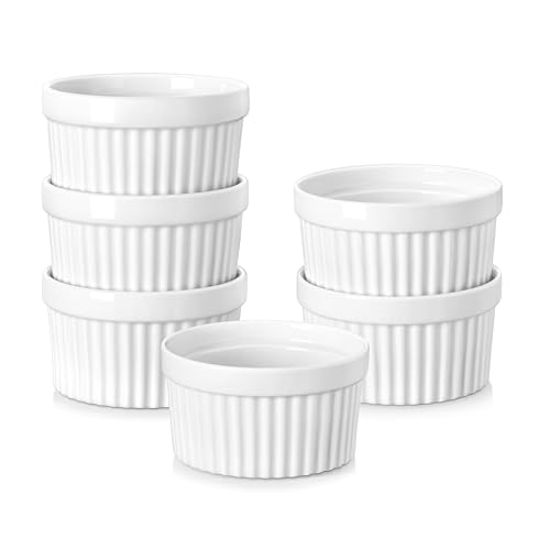 MALACASA, Serie Ramekin, Creme Brulee Schälchen 6er Set, 140ml Souffle Förmchen zum Backen, Souffleeförmchen Backofenfest, Ofenfeste Creme Brulee Schalen, Mini Auflaufform 8,8x4,9cm Weiß MALACASA, Serie Ramekin, Creme Brulee Schälchen 6er Set, 140ml Souffle Förmchen zum Backen, Souffleeförmchen Backofenfest, Ofenfeste Creme Brulee Schalen, Mini Auflaufform 8,8x4,9cm Weiß von MALACASA