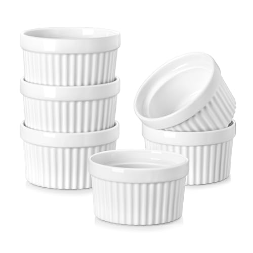 MALACASA, Serie Ramekin, Creme Brulee Schälchen 6er Set, 200ml Souffle Förmchen zum Backen, Souffleeförmchen Backofenfest, Ofenfeste Creme Brulee Schalen, Mini Auflaufform 9,5x5,4cm Weiß MALACASA, Serie Ramekin, Creme Brulee Schälchen 6er Set, 200ml Souffle Förmchen zum Backen, Souffleeförmchen Backofenfest, Ofenfeste Creme Brulee Schalen, Mini Auflaufform 9,5x5,4cm Weiß von MALACASA