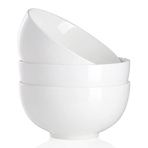 MALACASA, Serie Regular, 3-teilig Porzellan Cremeweiß Müslischalen Set, 2000ml Suppenschüssel Reisschale Bowl Essen, Snackschale Dessertschale für Salat, Suppen, Ramen, Obst usw. 20,3x20,3x10,2cm von MALACASA