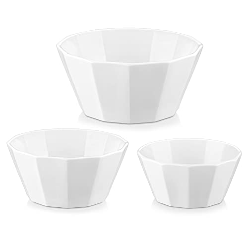 MALACASA 3 Teilig Müslischalen Porzellan Suppenschalen Salatschüssel Set Dessertschalen Frühstücksschalen Keramik Große Schüsseln Set für Nudeln, Salat, Obst, 1020/780/500ML Weiß von MALACASA