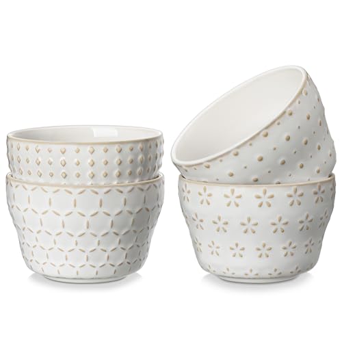 MALACASA LYDIA kleine Dessertschalen 4er Set, 300 ml Schüsselset aus Steingut in Beige, Müslischalen und Dipschalen für Eis, Snacks, Salat, Obst von MALACASA