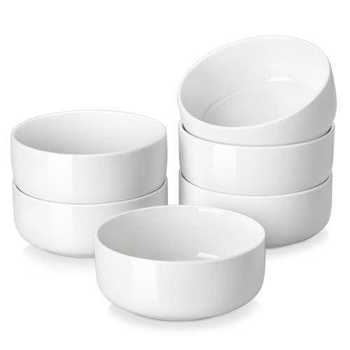 MALACASA Müslischalen 6er Set, 640ml Suppenschalen Porzellan Salatschüssel Set Dessertschalen Frühstücksschalen Keramik Große Schüsseln Set für Nudeln, Salat, Obst, Serie LUNA Weiß von MALACASA