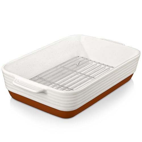 MALACASA, Serie TARA, Auflaufform Groß, Auflaufform mit Rost, 4.5L Backformen, Auflaufformen rechteckig aus Steingut & kratzfest | Backform für Lasagne Tiramisu Aufläufe 35 * 23.8cm MALACASA, Serie TARA, Auflaufform Groß, Auflaufform mit Rost, 4.5L Backformen, Auflaufformen rechteckig aus Steingut & kratzfest | Backform für Lasagne Tiramisu Aufläufe 35 * 23.8cm von MALACASA