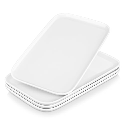 MALACASA Servierplatte Porzellan, Serviertablett 4-teiliges Set, Rechteckig Servierplatte Groß für Buffets, Sushi, Kuchen, Vorspeisen zu Hause/im Restaurant, 30 x 18 cm Weiß (Weiß, 4-teiliges) von MALACASA