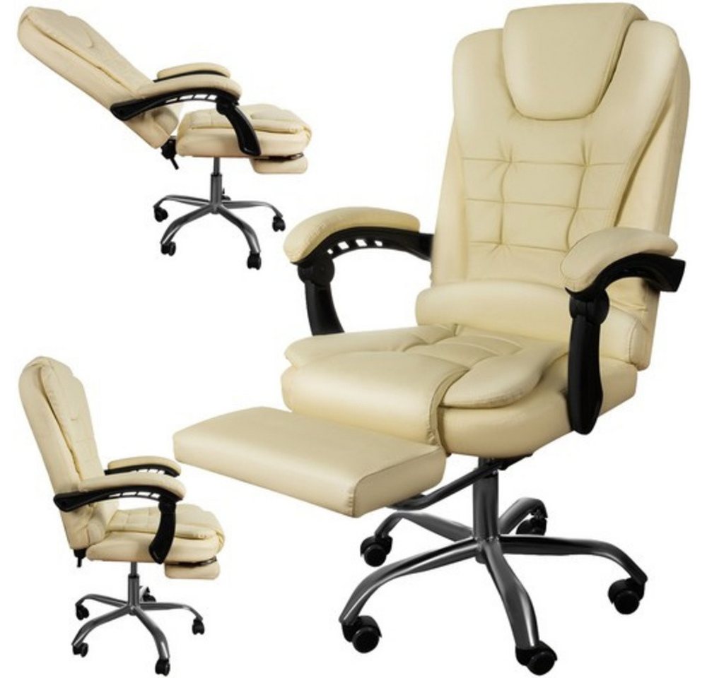 MALATEC Bürostuhl Arbeitsstuhl Beige (Spar-Set, 1 St), mit Fußstützen und Armlehne von MALATEC