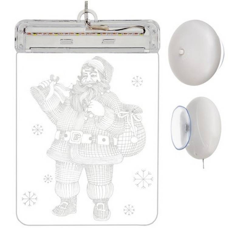 MALATEC Dekofigur Deko LED-Weihnachtsmann (Spar-Set, 1 St., doppelseitig), wirkt von innen und außen am Fenster gleichermaßen dekorativ von MALATEC