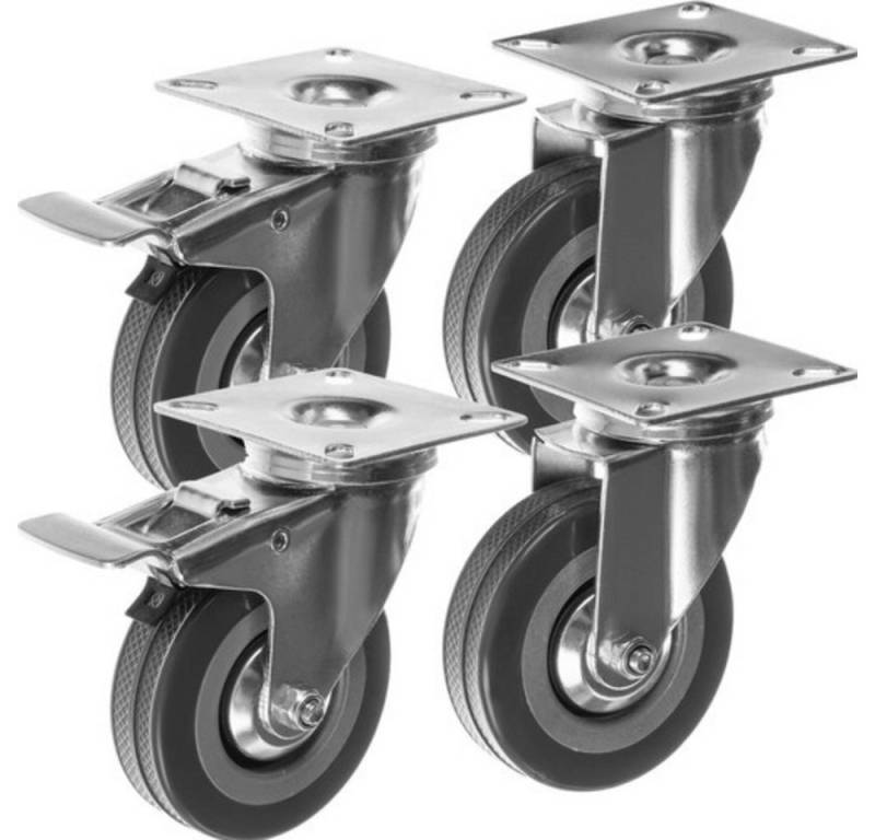 MALATEC Möbelrolle Industrierollen Rollen, (Spar-Set, 4-St., vielseitig praktisch), 2 Bremsrollen von MALATEC