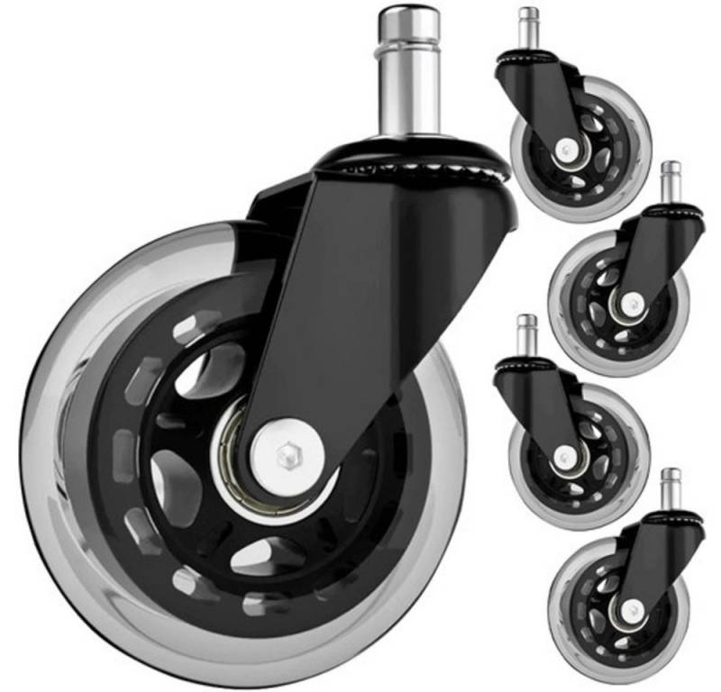 MALATEC Stuhlrolle Rollen für Bürostuhl, (Spar-Set, 5-St., 11-mm-Achse), Ersatzräder Büro-, Gaming-, Dreh- oder Kinderstuhl von MALATEC