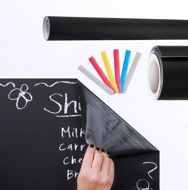 MALATEC Wandtafel Selbstklebende Kreidetafel + Kreide - Kreatives Schreiben und Zeichnen, (Selbstklebende Kreidetafel - Innovatives Set, Selbstklebende Kreidetafel (45x200 cm) inklusive Kreide), vielseitig, umweltfreundlich wiederverwendbar, inkl. Kreide von MALATEC
