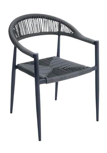 Stuhl mit Armlehnen aus Aluminium mit Sitz und Rückenlehne Twist Wicker Grau Maligi Home MG/Nerium von MALIGI HOME
