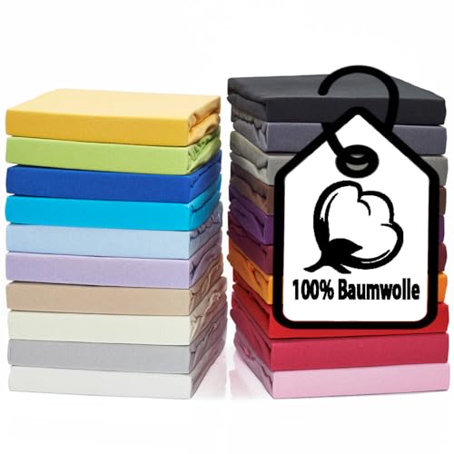 Doppelpack Spannbettlaken 90x200cm - 100x200cm Perfekte Passform | 100% Baumwolle Jersey Spannbetttuch 90x200cm - 100x200cm | Bettbezug Bettlaken Laken leintuch von MALIKA