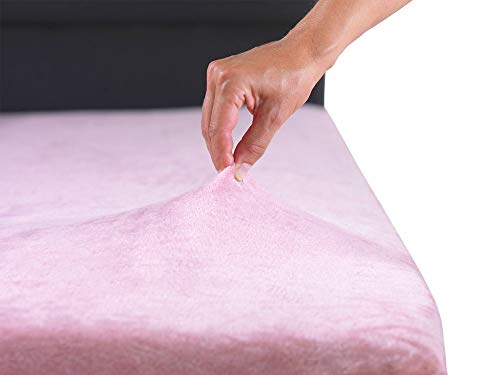 MALIKA® Premium warme Spannbettlaken Cashmere-Touch Bettlaken Jersey Fleece Spannbetttuch Laken, Farbe:Altrosa, Größe:90-100 x 200 cm von MALIKA