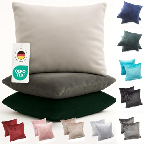 MALIKA Set 2er Kissenbezug Cashmer Touch Fleece Kissenhlle Sofakissen Kopfkissenbezug Kissenbezug Couchkissen, Gre:40 x 40 cm, Designe:ANTHRAZIT von MALIKA