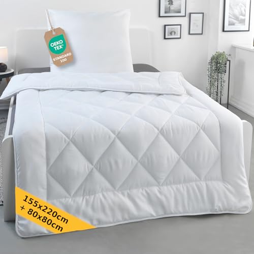 MALIKA Bettdecke 155x220 mit Kopfkissen 80x80 Bettdecken Set Betten-Set Zudecke, Steppdecke Steppbett Schlafdecke, Steppbettdecke Duvet Set, Größe:155x220 + 80x80 cm, Variante:Medium von MALIKA