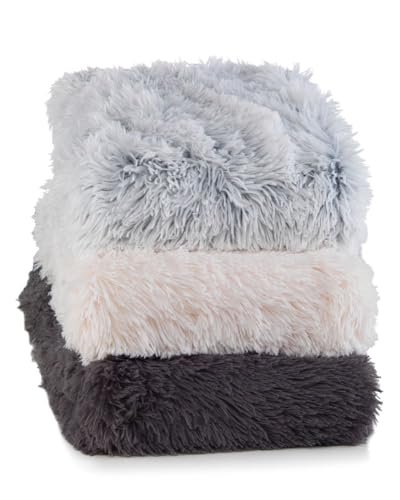 MALIKA Polar Flokati Spannbettlaken 180x200 cm - Kuschelig Warm - Fleece Plüsch - Winter Cashmere-Touch Bettlaken Spannbetttuch Laken für Wohlfühl Garantie, Farbe:Silber von MALIKA