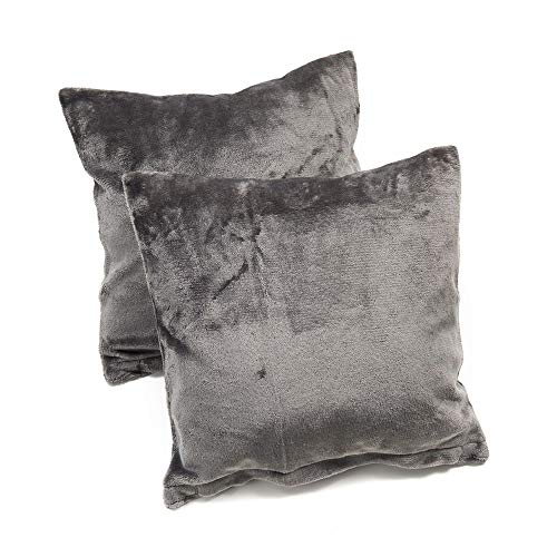 MALIKA Set 2er Kissenbezug Cashmer Touch Fleece Kissenhlle Sofakissen Kopfkissenbezug Kissenbezug Couchkissen, Gre:2X 80x80 cm, Designe:GRAU von MALIKA