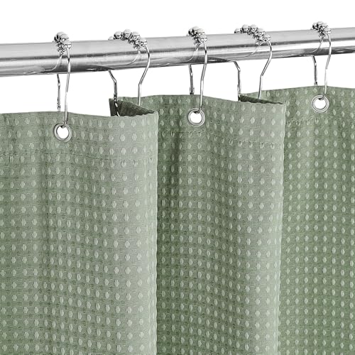 MALIRUE Waffel Duschvorhang Grün 183x198 cm - Waschbarer Textil-Polyester mit Magneten und 12 Ringen, Blickdicht und Wasserdicht für Dusche und Bad MALIRUE Waffel Duschvorhang Grün 183x198 cm - Waschbarer Textil-Polyester mit Magneten und 12 Ringen, Blickdicht und Wasserdicht für Dusche und Bad von MALIRUE