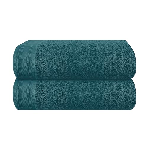 MALLONI HOME Baumwolle 2er-Pack Oversized Badetuch-Set 70 x 140 cm, große Badetücher, Ultra saugfähig, kompakt, schnell trocknend und leicht, Blaugrün von MALLONI HOME