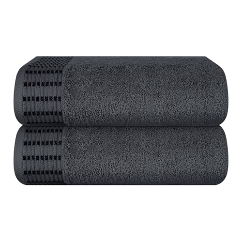 MALLONI HOME Baumwolle 2er-Pack Oversized Badetuch-Set 70 x 140 cm, große Badetücher, Ultra saugfähig, kompakt, schnell trocknend und leicht, Holzkohle Grau von MALLONI HOME