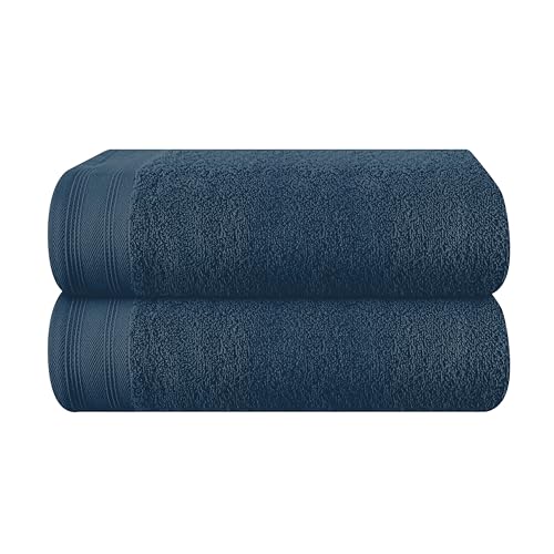 MALLONI HOME Baumwolle 2er-Pack Oversized Badetuch-Set 70 x 140 cm, große Badetücher, Ultra saugfähig, kompakt, schnell trocknend und leicht, Mineral Blau von MALLONI HOME