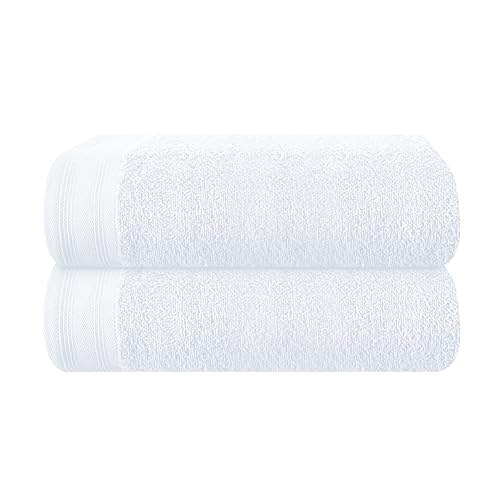 MALLONI HOME Baumwolle 2er-Pack Oversized Badetuch-Set 70 x 140 cm, große Badetücher, Ultra saugfähig, kompakt, schnell trocknend und leicht, Weiß von MALLONI HOME
