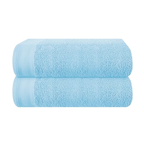 MALLONI HOME Baumwolle 2er-Pack Oversized Badetuch-Set 70 x 140 cm, große Badetücher, Ultra saugfähig, kompakt, schnell trocknend und leicht, himmelblau von MALLONI HOME