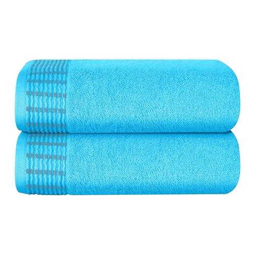 MALLONI HOME Baumwolle 2er-Pack Oversized Badetuch-Set 70 x 140 cm, große Badetücher, Ultra saugfähig, kompakt, schnell trocknendes und leichtes Handtuch — Türkis Blau von MALLONI HOME