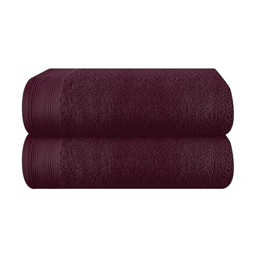MALLONI HOME Baumwolle 2er-Pack Oversized Badetuch-Set 70 x 140 cm, große Badetücher, Ultra saugfähig, kompaktes und leichtes Handtuch — Burgunderrot von MALLONI HOME