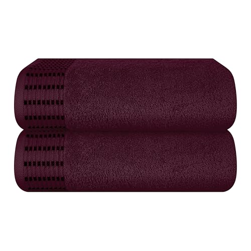 MALLONI HOME Baumwolle 2er-Pack Oversized Badetuch-Set 70 x 140 cm, große Badetücher, Ultra saugfähig, kompaktes und leichtes Handtuch — Burgunderrot von MALLONI HOME